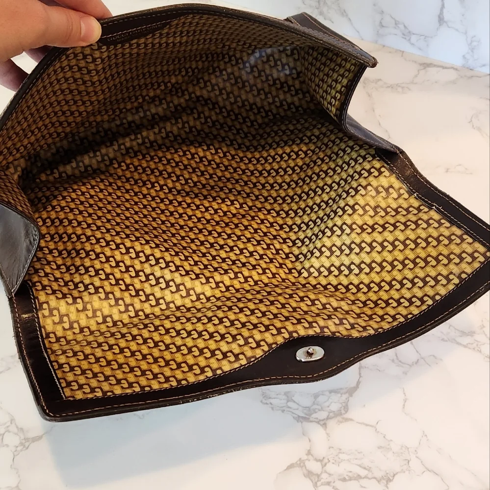 Vintage GUCCI Sherry Line Brown Suede Clutch - Picture 9 of 11